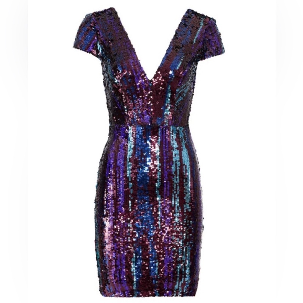 RTR Dress the Population Purple and Blue Sequin Dress